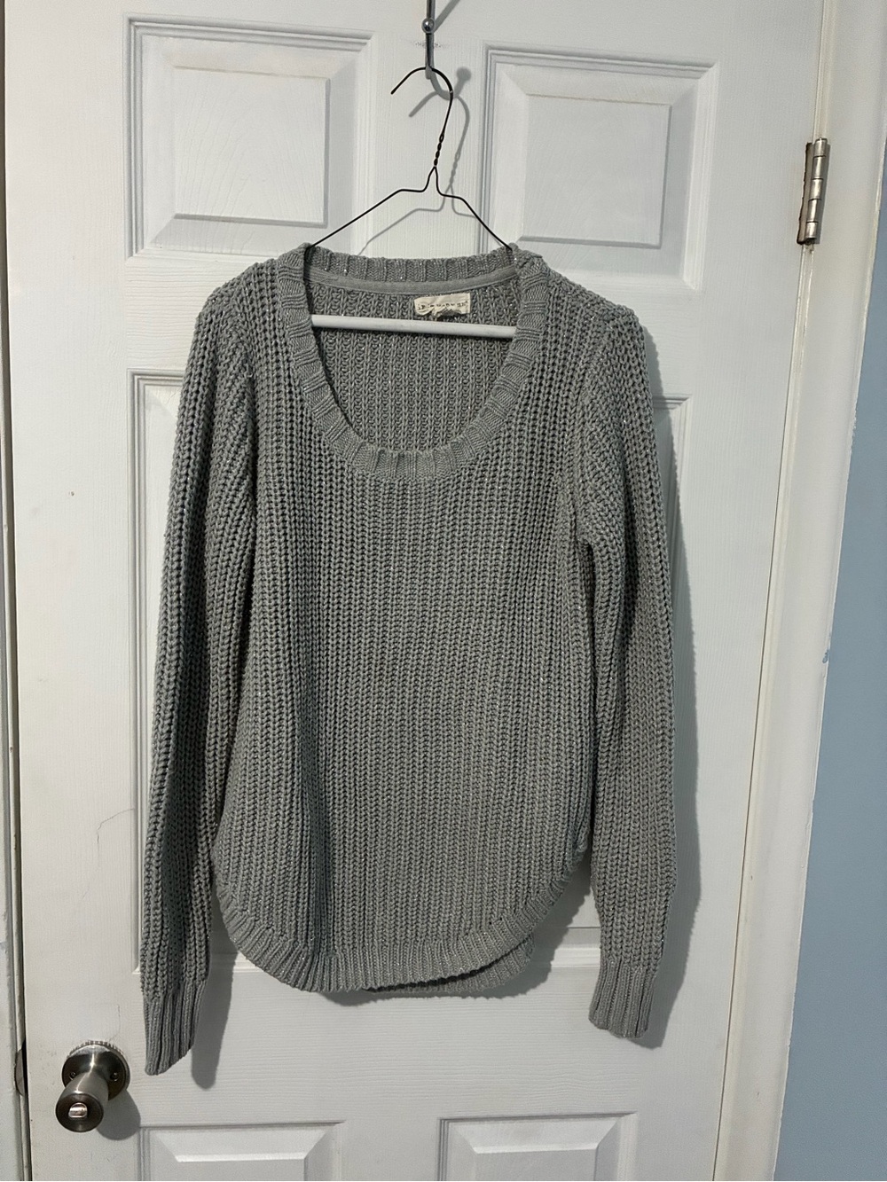 if it were me Light Gray Scoop-Neck Chunky Knit Sweater